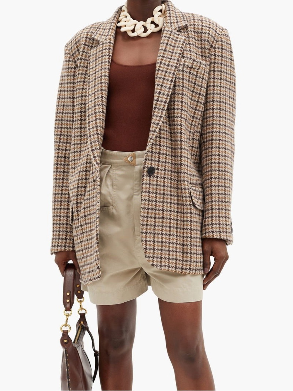 Isabel Marant Étoile Kaito Single-Breasted Houndstooth Wool Blazer Jacket Size 4 - Picture 2 of 13